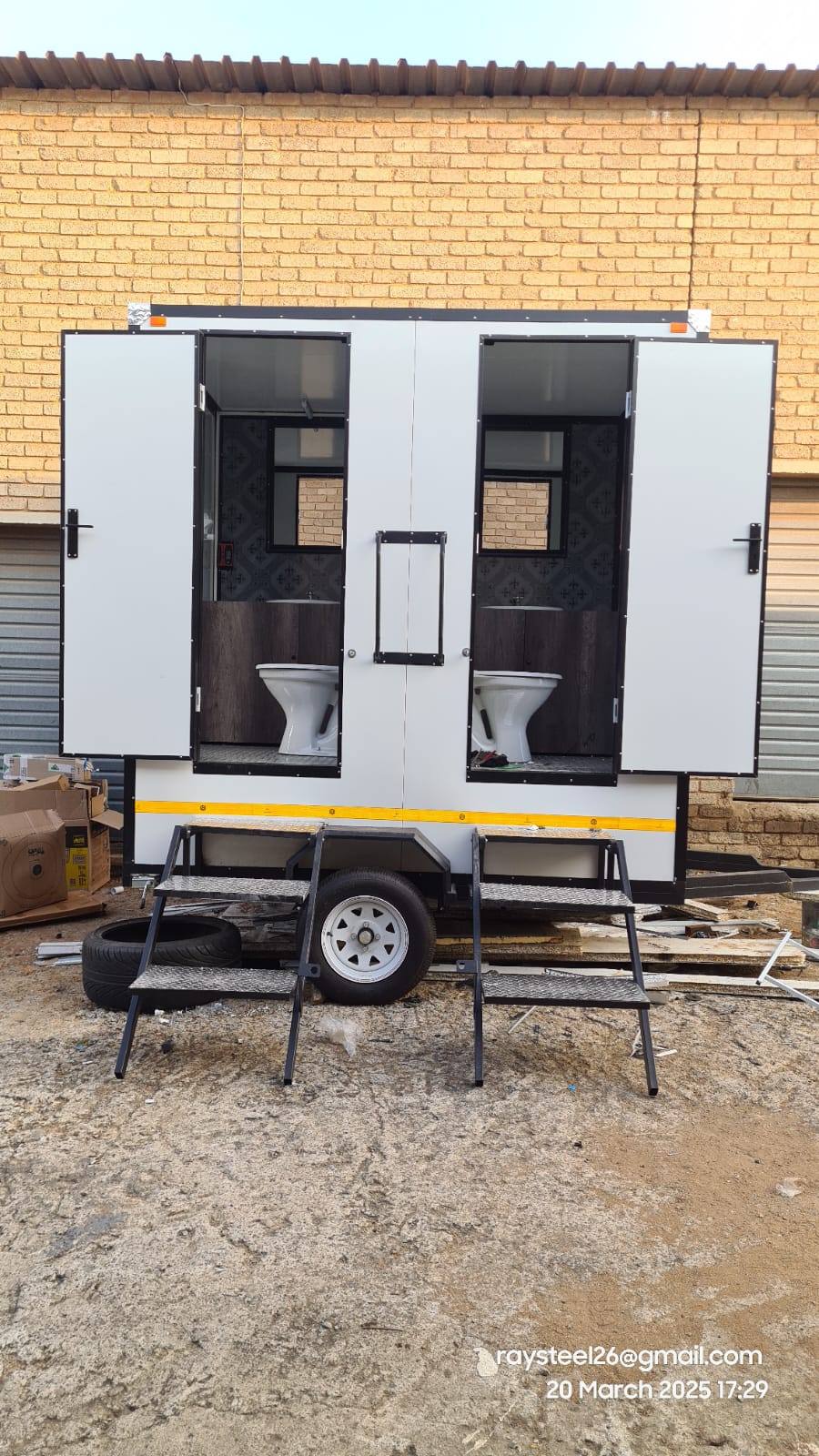 VIP toilet trailer exterior built for events
